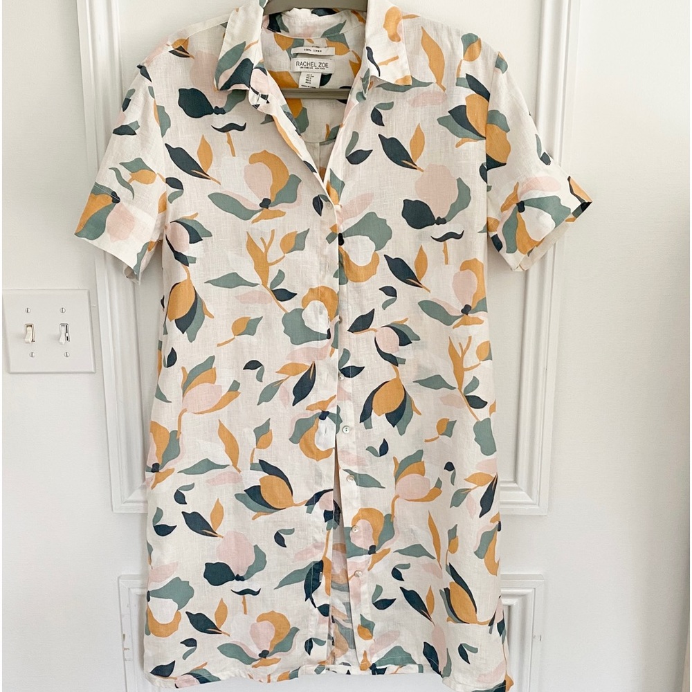 Rachel Zoe women's  Linen Button Down Shirt Dress size small 100% linen